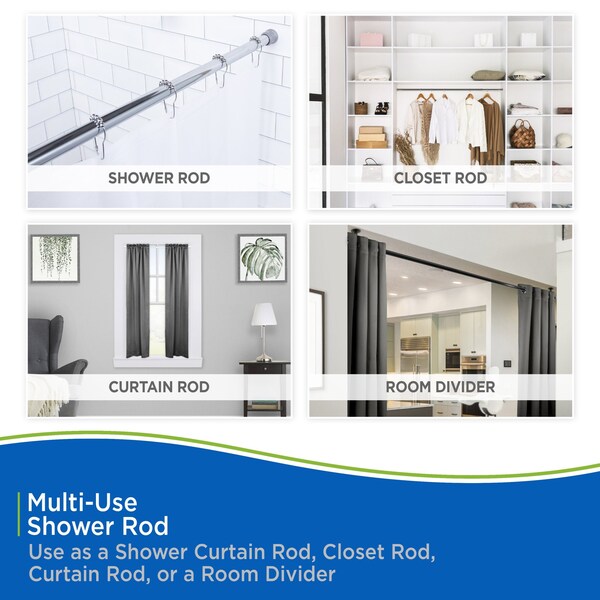 Kenney Mfg No Tools Shower Curtain Rod, 42-72", Black - KN609C/5V1H