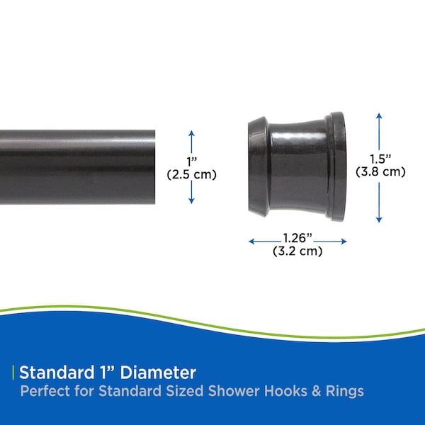 Kenney Mfg No Tools Shower Curtain Rod, 42-72", Black - KN609C/5V1H