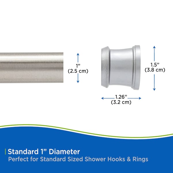 Kenney Mfg Twist & Fit No Tools Tension Shower Curtain Rod, 42-72in, Brushed Nickel - KN609C/18HUS