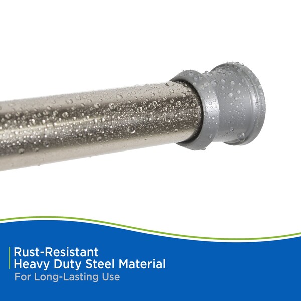 Kenney Mfg Twist & Fit No Tools Tension Shower Curtain Rod, 42-72in, Brushed Nickel - KN609C/18HUS