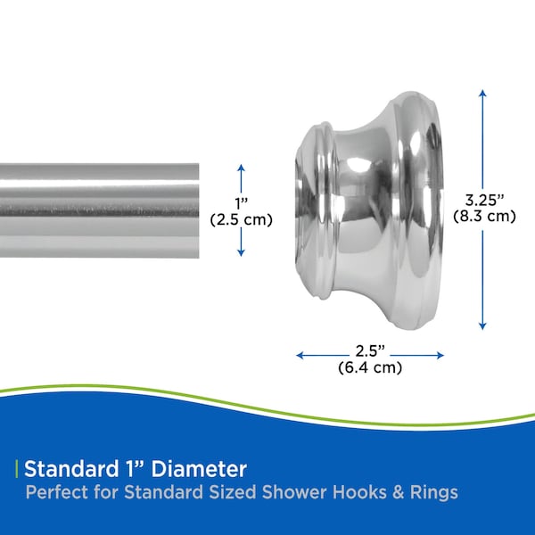Kenney Mfg No Tools Decorative Shower Curtain Rod 42-72", Chrome - KN60940V1