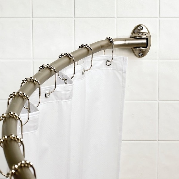 Zenna Home Shower Rod, 60 to 72 in L Adjustable, 1 in Dia Rod, Aluminum, Brushed Nickel - 35603BN06/35061BN