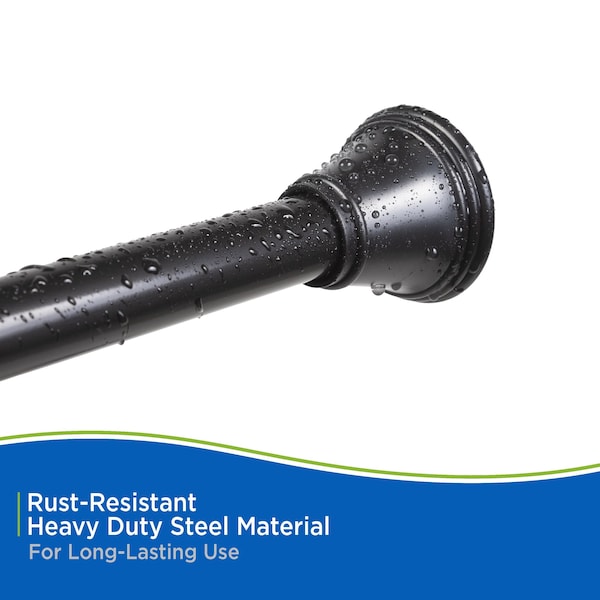 Kenney Mfg Twist & Fit No Tools Gloria Decorative Tension Shower Curtain Rod, 42-72in, Black - KN909C/5HUS