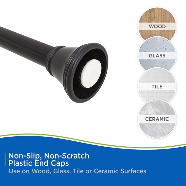 Kenney Mfg Twist & Fit No Tools Gloria Decorative Tension Shower Curtain Rod, 42-72in, Black - KN909C/5HUS