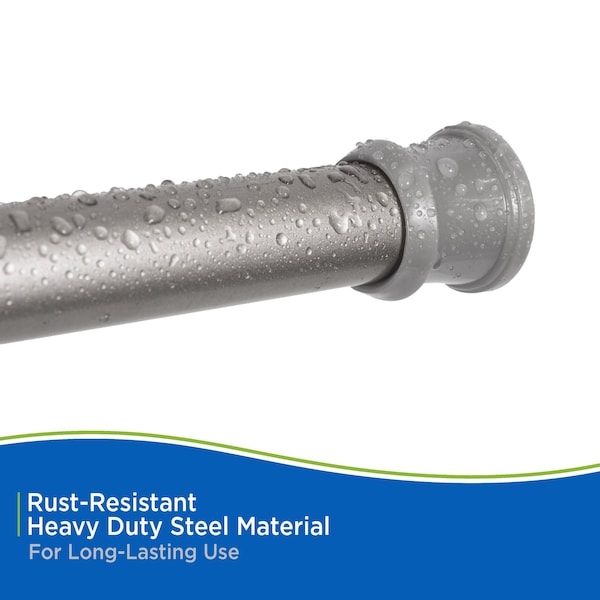 Kenney Mfg Twist & Fit No Tools Tension Shower Curtain Rod, 36-63in, Polished Pewter - T608C/PL5