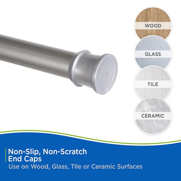 Kenney Mfg Twist & Fit No Tools Tension Shower Curtain Rod, 36-63in, Polished Pewter - T608C/PL5