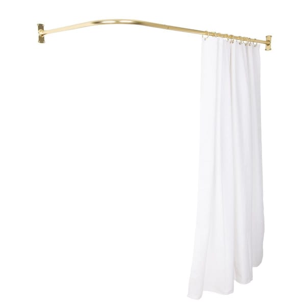 Utopia Alley 68x28 in. Rustproof L-Shaped Corner Shower Curtain Rod - Gold - LR1GD