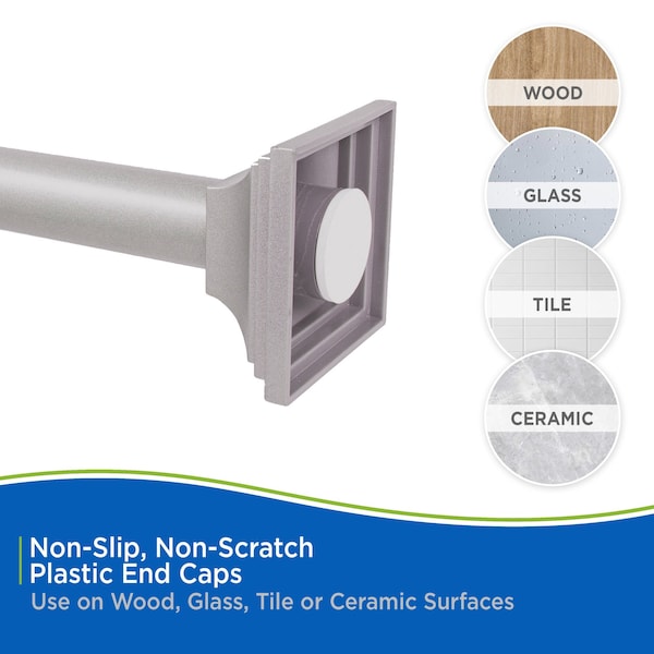 Kenney Mfg No Tools Decorative Shower Curtain Rod, 42-72", Polished Pewter - KN60966NP