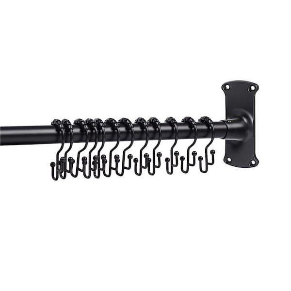 Utopia Alley Utopia Alley LR1BK Utopia Alley Rustproof L-Shaped Corner Shower Curtain Rod - Black - LR1BK