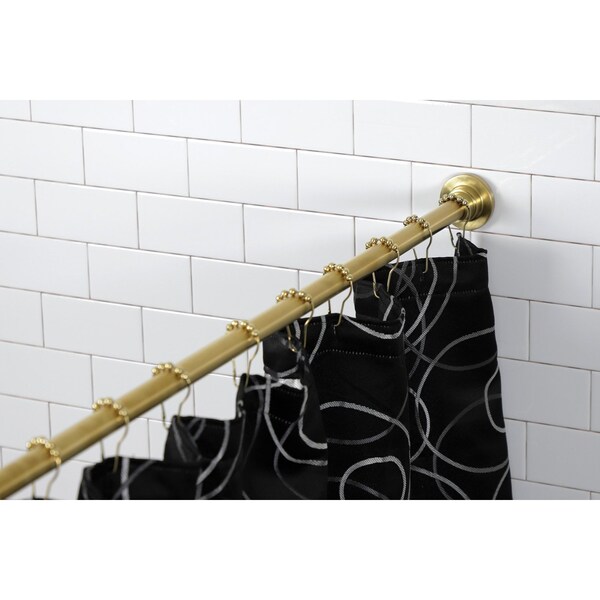 Kingston Brass 6072 Stainless Steel Adjustable Tension Shower Curtain Rod with Rings, Brushed Brass - SCC3117
