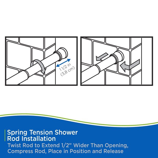 Kenney Mfg No Tools Spring Tension Utility Rod, 42-72", White - KNUTLYL/1