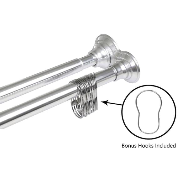 Utopia Alley 42 - 72 in. Rustproof Aluminum Double Tension Straight Shower Curtain Rod - Chrome - DS1SS