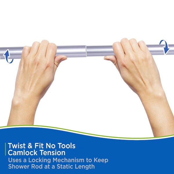 Kenney Mfg Twist & Fit No Tools 1in Tension Utility Rod, 42-72in, Brushed Nickel - KNUTLYLC/18USNP
