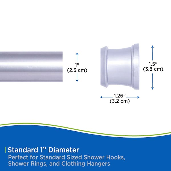 Kenney Mfg Twist & Fit No Tools 1in Tension Utility Rod, 42-72in, Brushed Nickel - KNUTLYLC/18USNP