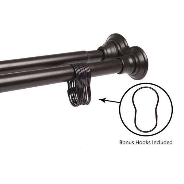 Utopia Alley Utopia Alley DS1RB 42 - 72 in. Rustproof Aluminum Double Tension Straight Shower Curtain Rod - Oil Rubbed Bronze - DS1RB