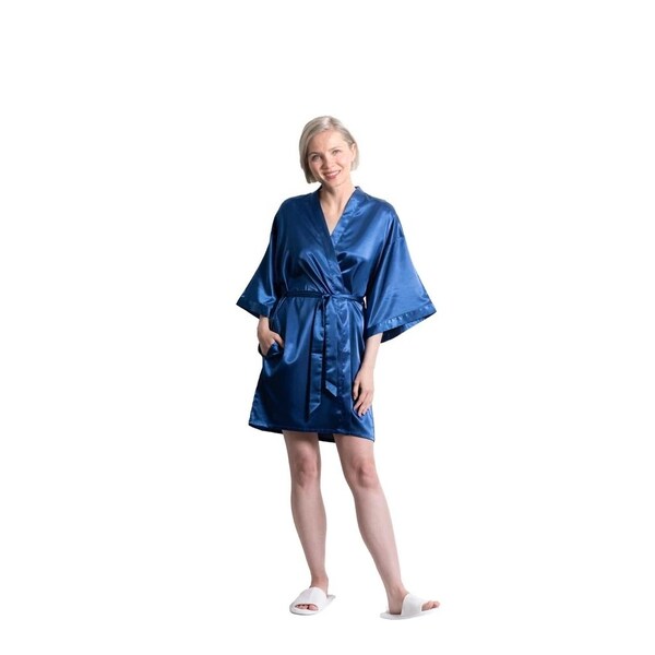 Towelsoft Satin Kimono Midnight Short Robe for Women Large/X-Large - SATINR-L-BLK