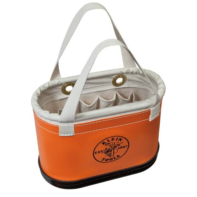 Klein Tools Hard-Body Bucket, 14-Pocket Oval Bucket, Orange/White - 5144BHHB