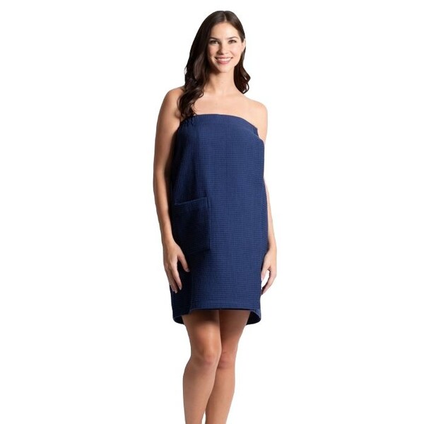 Towelsoft Women's Waffle Body Wrap, Adjustable Closure Navy, One Size - BODY WRAP-WAFFLE-NVY