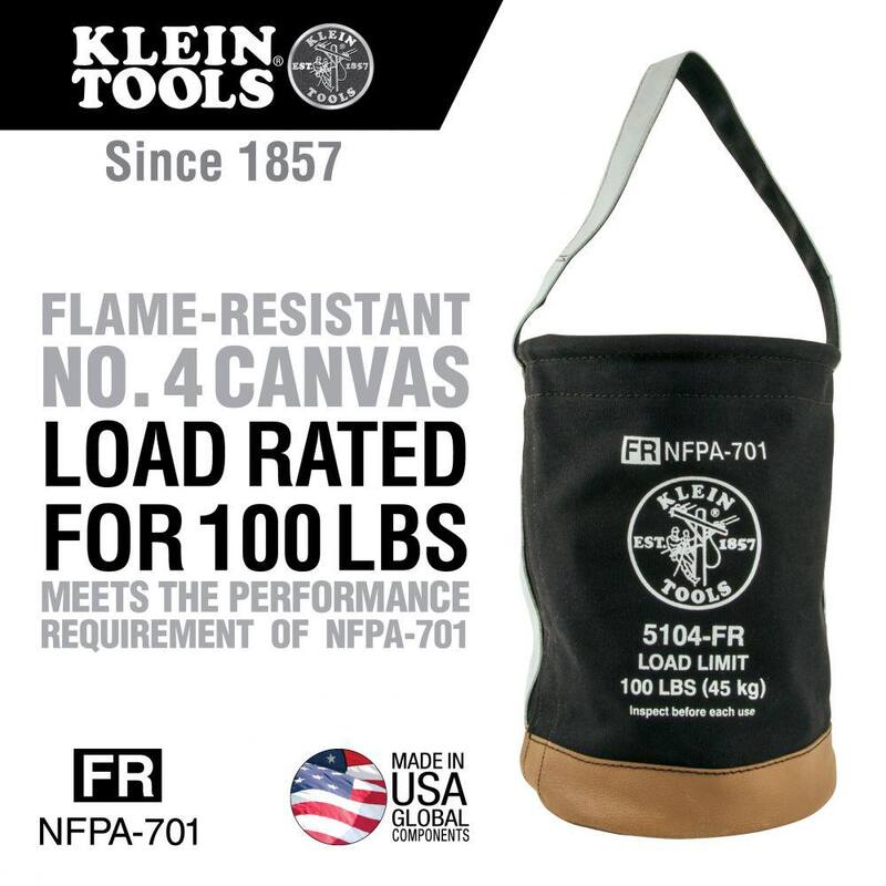 Klein Tools Canvas Bucket, Flame-Resistant, 12-Inch - 5104FR