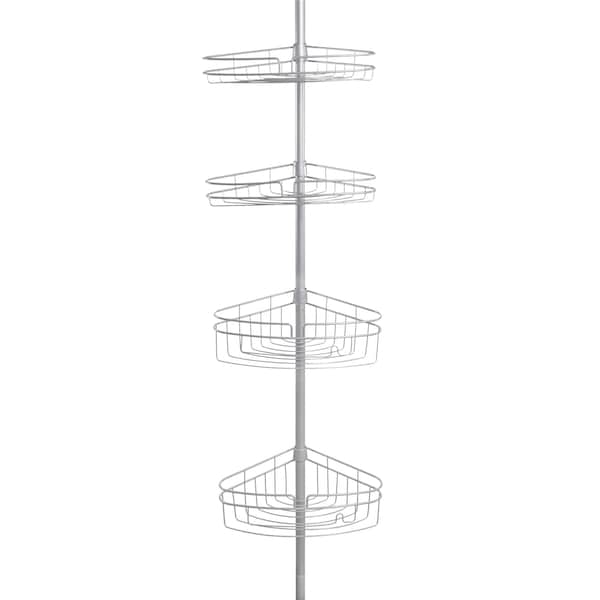 Kenney Mfg 4-Tier Spring Tension Shower Corner Pole Caddy, Satin Nickel - KN61519