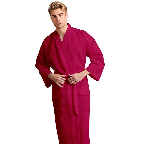 Towelsoft Unisex Men's Waffle Weave Stone Red Bathrobe One Size - RM-MEN-WFL-RD-OS