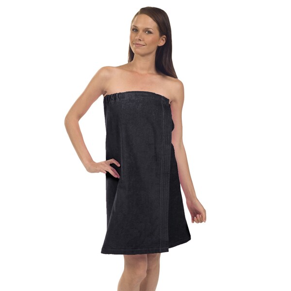 Towelsoft Women's Premium Terry Velour Spa Wrap -Black, One Size - BODY WRAP-TERRY-WV5001