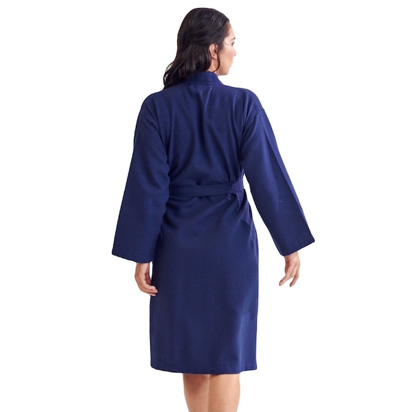 Towelsoft Women's Waffle Midnight Turkish Bathrobe - 100% Cotton One Size - WM-WFL-KM-RBS-LNG-MDNGHT-OS