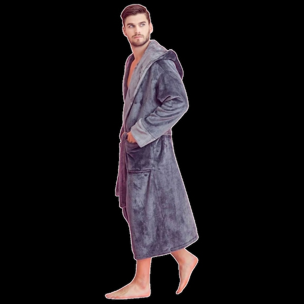 Towelsoft Men Plush Shawl Collar Robe, Unisex Gray S/M - PLH-RB-MEN-GRY-SM