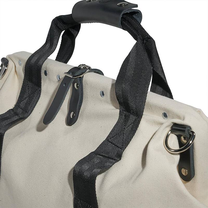 Klein Tools Tool Bag, Canvas with Leather Bottom, 11 Pockets, 18-Inch - 5003-18