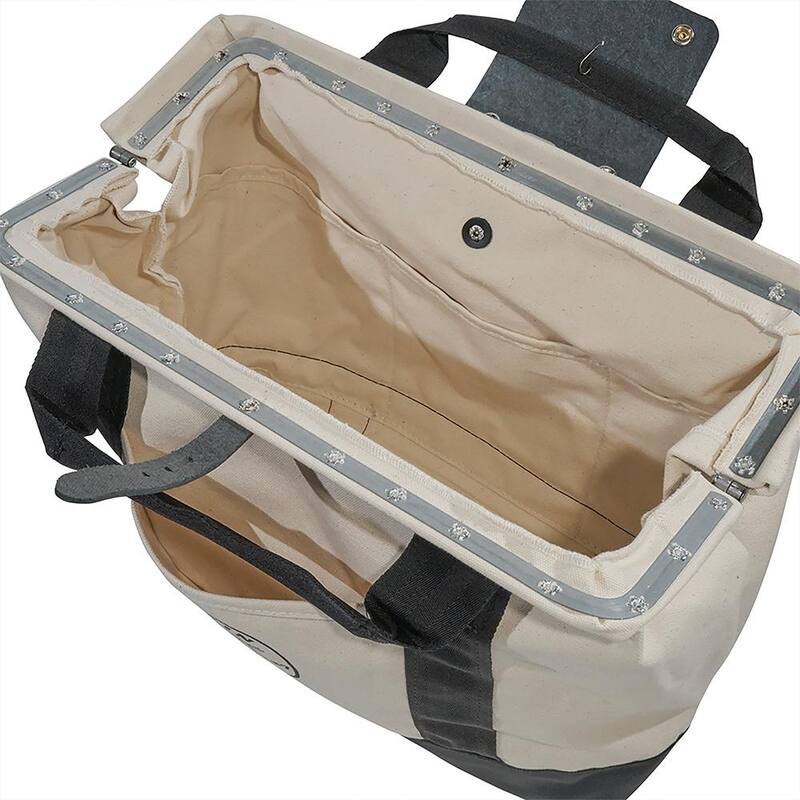 Klein Tools Tool Bag, Canvas with Leather Bottom, 11 Pockets, 18-Inch - 5003-18