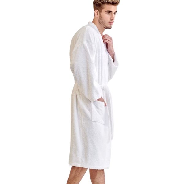 Towelsoft Unisex Men's Terry White Bathrobe One Size - RM-MEN-TRY-WE-OS
