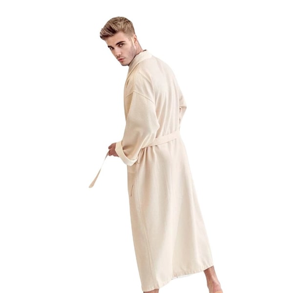 Towelsoft Unisex Men's Waffle Weave Creamy Ecru Bathrobe One Size - RM-MEN-WFL-ECR-OS