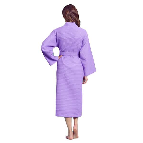 Towelsoft Women's Waffle Lilac Turkish Bathrobe - 100% Cotton One Size - WM-WFL-KM-RBS-LNG-LIL-OS