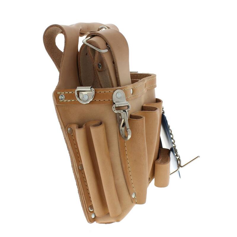 IDEAL Tuff-Tote 9 in. W 15-Pocket Standard Leather Tool Bag with Strap - 35-311