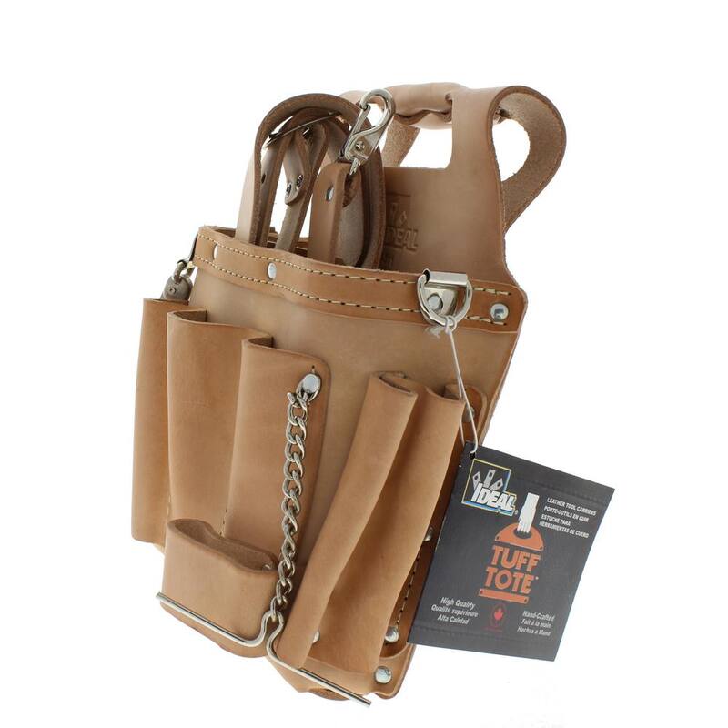 IDEAL Tuff-Tote 9 in. W 15-Pocket Standard Leather Tool Bag with Strap - 35-311