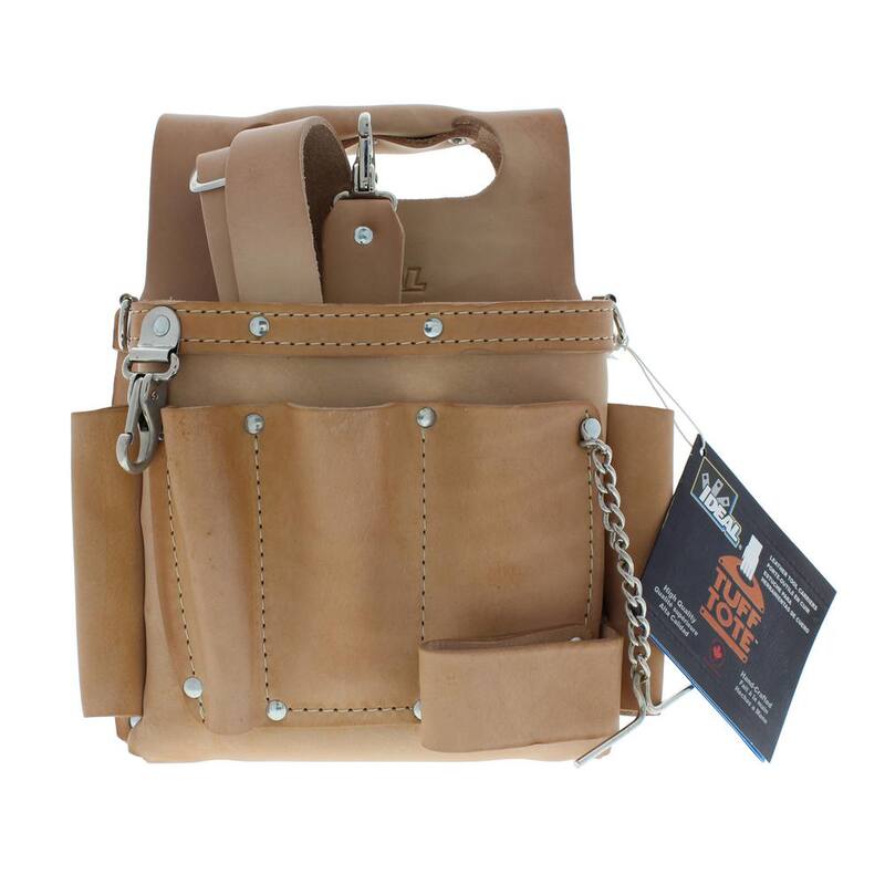 IDEAL Tuff-Tote 9 in. W 15-Pocket Standard Leather Tool Bag with Strap - 35-311