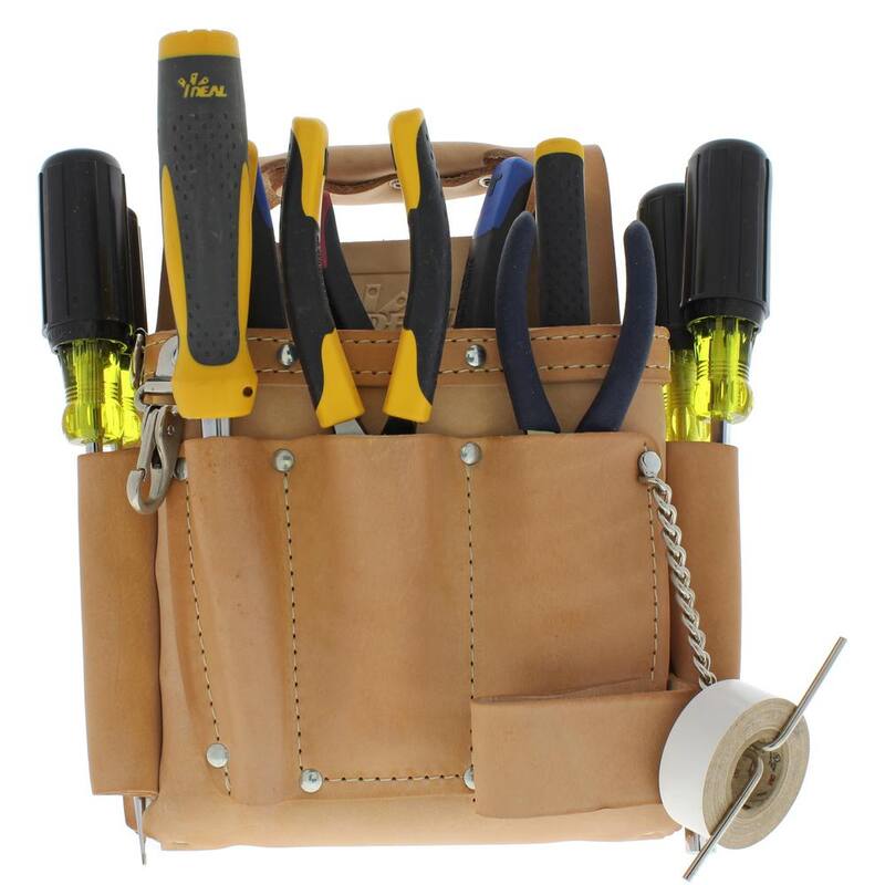 IDEAL Tuff-Tote 9 in. W 15-Pocket Standard Leather Tool Bag with Strap - 35-311