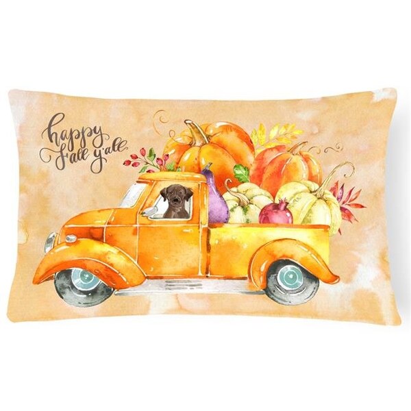 Carolines Treasures Carolines Treasures CK2649PW1216 Fall Harvest Chocolate Labrador Retriever Canvas Fabric Decorative Pillow - CK2649PW1216