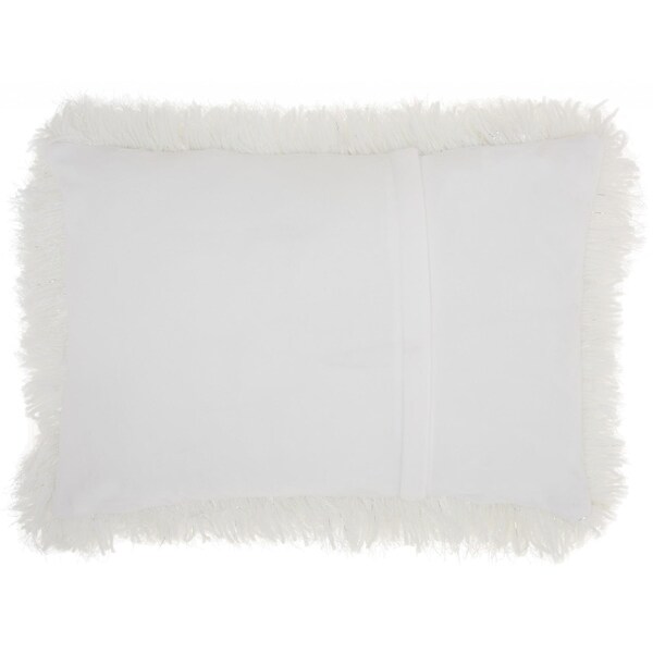 Homeroots 14 x 20 in. White Super Shaggy Throw Pillow - 386416