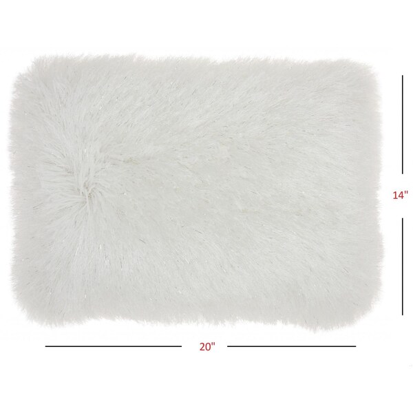 Homeroots 14 x 20 in. White Super Shaggy Throw Pillow - 386416