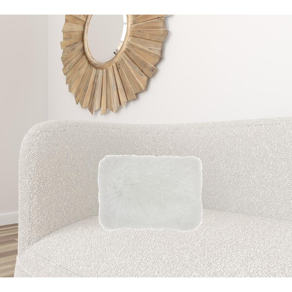 Homeroots 14 x 20 in. White Super Shaggy Throw Pillow - 386416