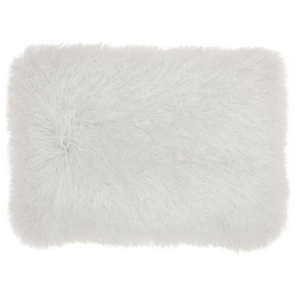 Homeroots 14 x 20 in. White Super Shaggy Throw Pillow - 386416