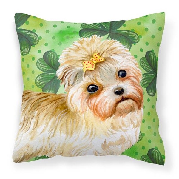 Carolines Treasures Carolines Treasures BB9842PW1818 Morkie St.Patricks Fabric Decorative Pillow - BB9842PW1818