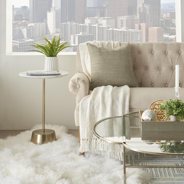 Homeroots 18 x 18 in. Taupe Distressed Stripes Throw Pillow - 386374