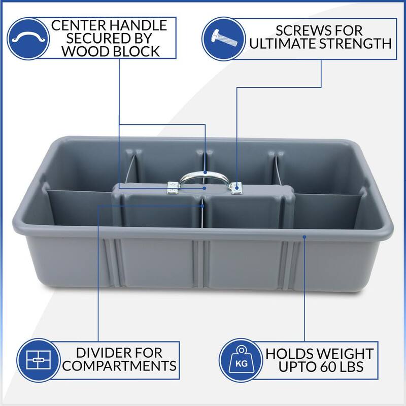 AMERICAN BUILT PRO Professional Grade 25 in. Gray Polyethylene Tote Tray with 6-Dividers - T1075P1