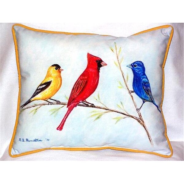 Betsy Drake Betsy Drake HJ298 Three Birds Large Indoor & Outdoor Pillow 16 x 20 - HJ298