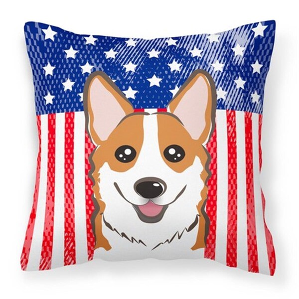 Jensendistributionservices American Flag & Red Corgi Fabric Decorative Pillow, 14 x 3 x 14 in. - MI2557950