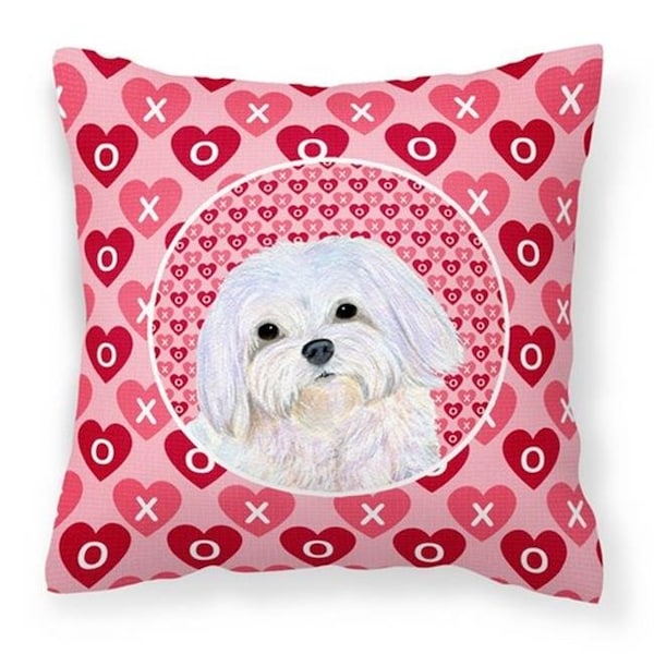 Carolines Treasures Carolines Treasures SS4482PW1414 Maltese Hearts Love & Valentines Day Portrait Fabric Decorative Pillow; 14 x 3 x 14 in. - SS4482PW1414