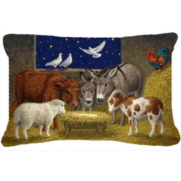 Carolines Treasures Carolines Treasures ASA2205PW1216 Animals at Crib Nativity Christmas Scene Fabric Decorative Pillow - ASA2205PW1216