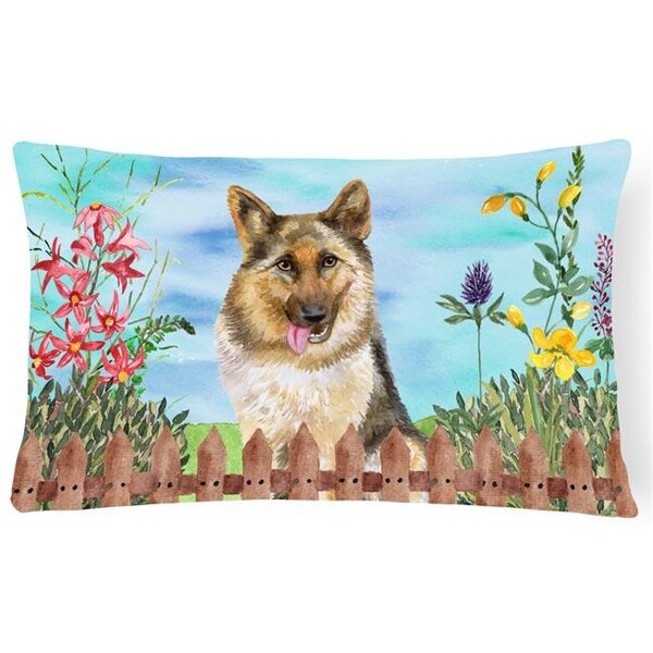 Carolines Treasures Carolines Treasures CK1216PW1216 German Shepherd Spring Canvas Fabric Decorative Pillow - CK1216PW1216
